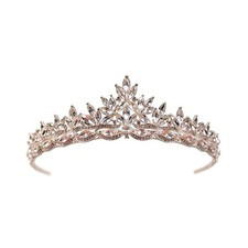 JWICOS Silver Bridal Tiara Crown Rhinestones Crystal Leaves Wedding Pageant