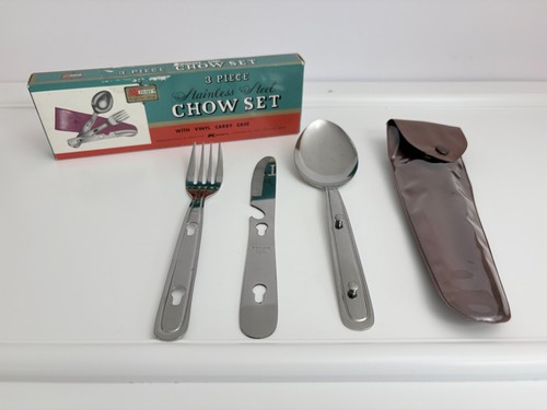 VTG Kmart 3 Piece Stainless Steel Chow Kit - Knife Fork Spoon Camping Survival*