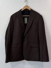 All Saints Men  s Brown Cine Blazer Wool Blend Single Breasted Peak Lapel NWT 42