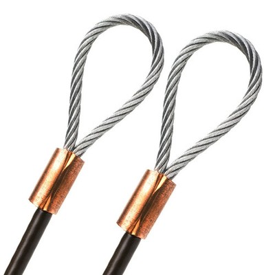 Made to Order Cut to Inches Braided Steel Cable 1/8 Copper Sleeve Brown/White