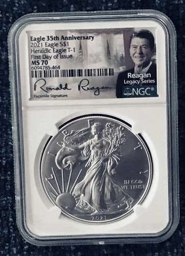 2021 American Silver Eagle- Reagan Legacy Series FDOI 35th Anniversary- NGC MS70