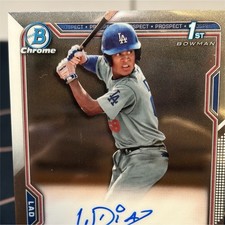 2021 Bowman Chrome Prospect Auto Wilman Diaz Dodgers Rookie 1st Bowman #CPA-WD