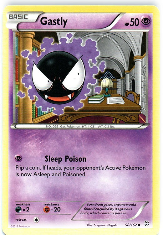 Gastly - 58/162 - Common (Lp) BREAKThrough - Psychic Pokémon