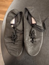 Ladies Leather Dance Jazz Shoes with full rubber sole made by Katz 6  Black 