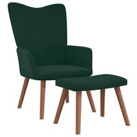 Relaxsessel Mit Hocker DunkelgrüN Samt Polster Sessel Loungesessel Wohnzimmer