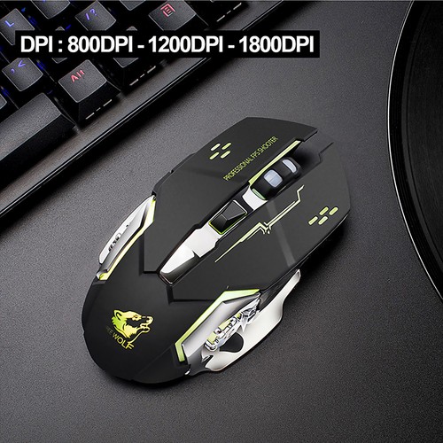 Rechargeable X8 Wireless Game Mouse Silent Led Backlit Usb 1800Dpi Optical AUU - Picture 8 of 9