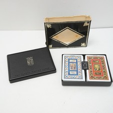 Vtg KEM Plastic Coated Playing Cards Double Deck Harvest w Case Fall Floral Vtg