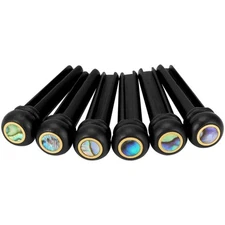6pcs Ebony Guitar Pins Abalone Dot Acoustic Replacement Parts