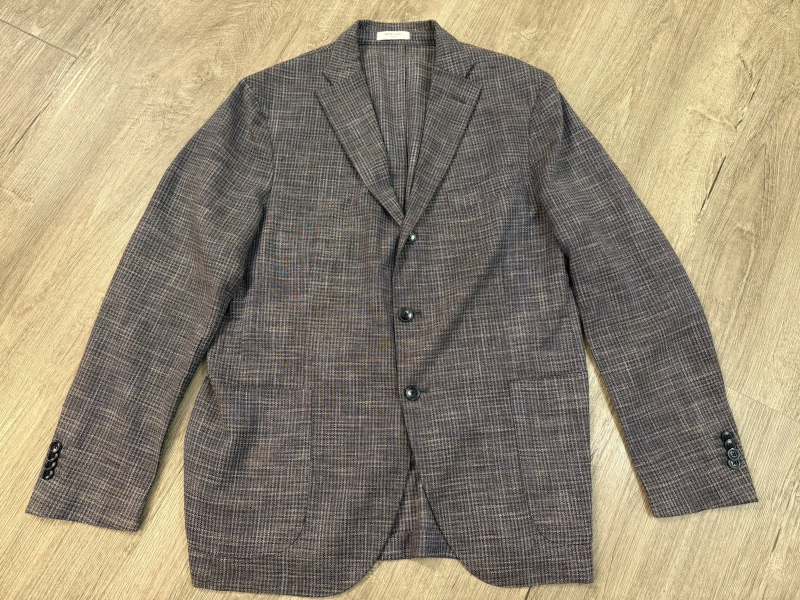 Boglioli Milano K-Jacket  Blazer EU 52R Brown Blue Wool Silk Italy Sport Coat