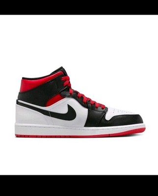 Size 10 - Air Jordan 1 Mid Gym Red Black Toe for sale online | eBay