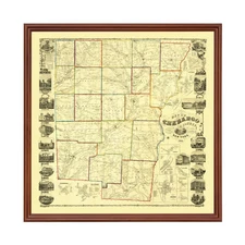 Old Map of Chenango County, NY 1855 - Vintage New York Art