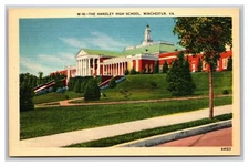 Winchester VA Virginia The Handley High School W-16 Linen Postcard