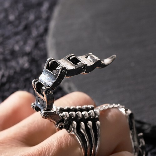 10pcs Personality Rock skull Dragon Joint Adjustable Ring for men Punk Jewelry - Bild 2 von 10
