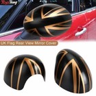 UK Flag Rear View Mirror Cover for MINI Cooper Hardtop F55 F56 Black/Gold !!