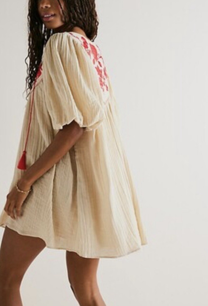 rosa linda embroidered mini dress Marbella Floral Embroidered Overlay Scoop Neck Mini Dress Rose main image 0