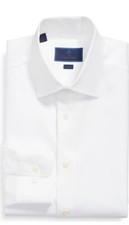 DAVID DONAHUE PLAIN WHITE TRIM FIT DRESS SHIRT 16 34/35 MSRP 175