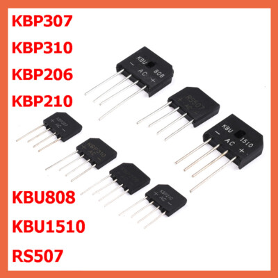 Bridge Rectifiers 2A to 15A 600V to 1000V Through hole PCB KBP307 KBP310 KBP206