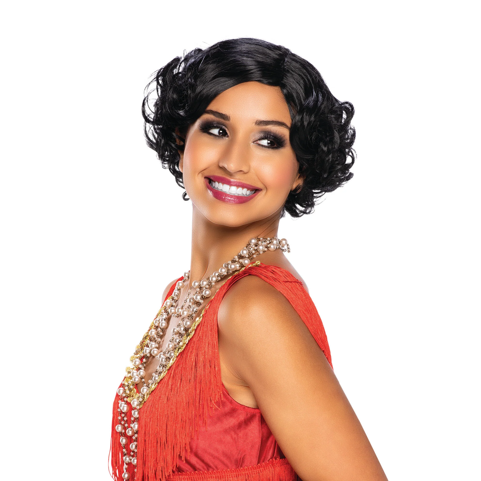 Adulti Maschietta Parrucca Nera Donna 1920s Gatsby Charleston Costume Accessorio