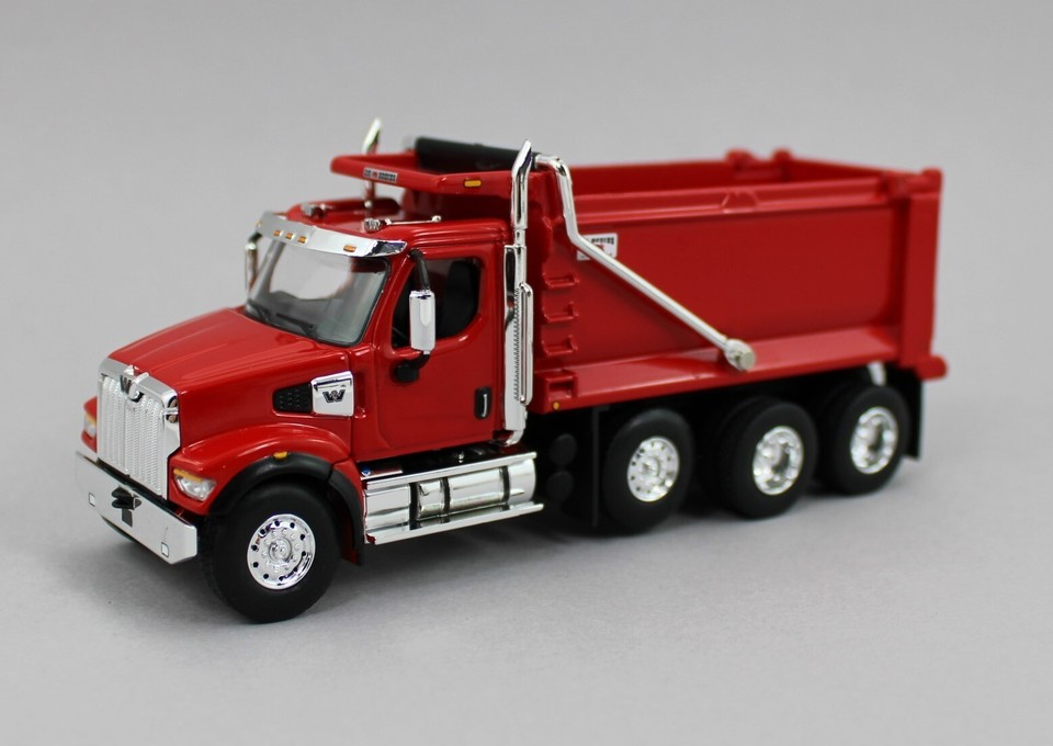 Camion Benne Western Star 49X Rouge 1/64 Avec Remorque - Modèle Réduit First Gear, échelle