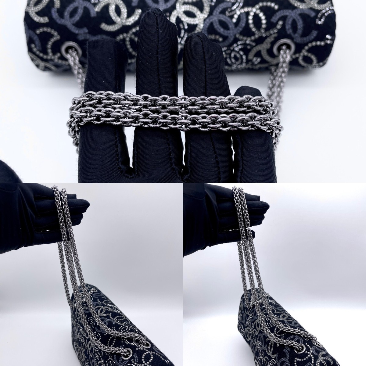 RAREAuth CHANEL Rhinestone CC LOGOS Classic Chain Shoulder Flap