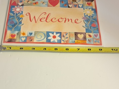 Challis & Roos Ceramic Welcome Sign Hearts Flowers Red White Blue Hanging Plaque - Picture 10 of 12