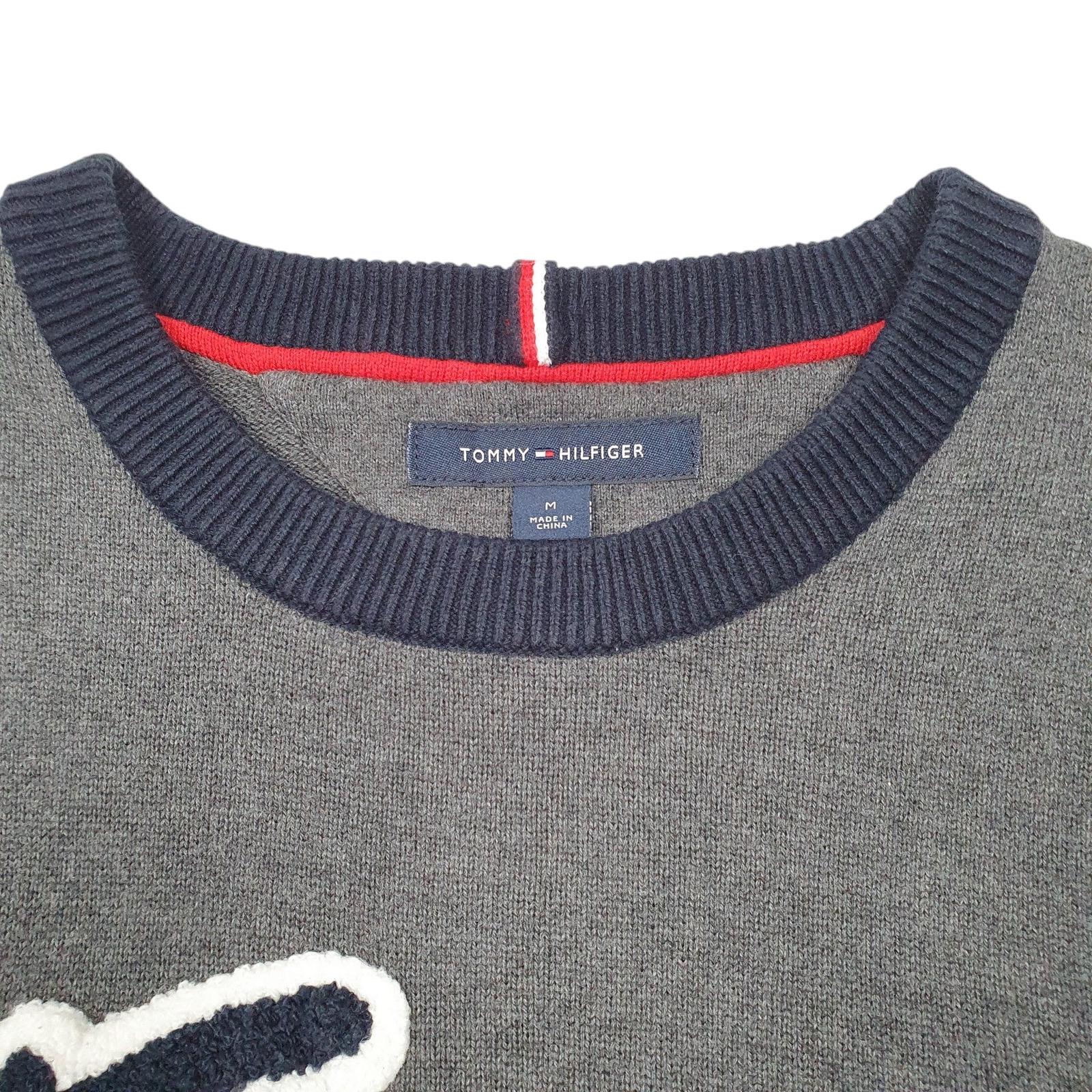 TOMMY HILFIGER Crewneck Knit Spellout Script Jumper Sweatshirt Womens M image 2