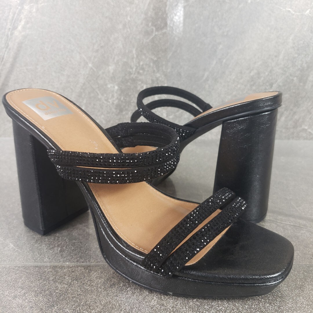 APL Sandali eleganti Dolce Vita donna 10M Persia nero strass tacco a blocco scarpe