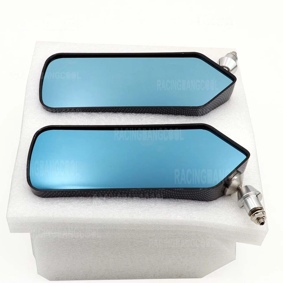 Автомобильное боковое зеркало заднего вида F1 Drift из углеродного волокна выглядит как ABS с обожженным синим основанием - Изображение 3 из 4
