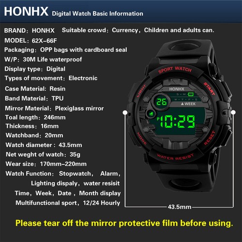 Mens Watches Black Military Style Army Walking Sport Digital Watch Waterproof UK - Picture 9 of 13