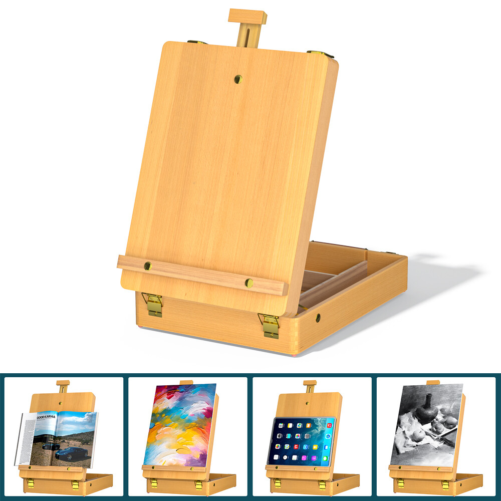 Dayplus Wooden Table Easel Box with Storage Portable Folding Artist