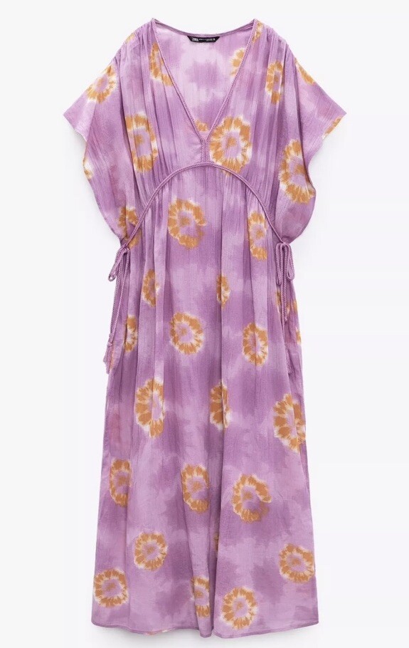 NWT Sz M/L ZARA WOMEN PURPLE ORANGE KAFTAN DRESS 0881/337