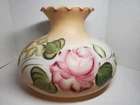 GWTW Glass Lamp Shade 9 3/4" fitter Pink Hand Painted Flowers Replacement Vtg