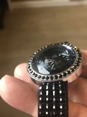 Womens MYD Watch Rhinestone Embellished Silver Tone Black  display picture 1