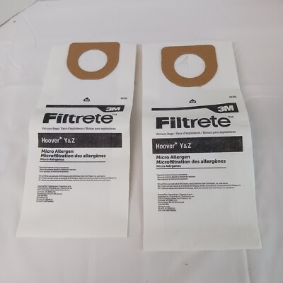 3M Filtrete Vacuum Cleaner Bags 64702 for Hoover Y & Z Lot of 2 Bags NWOT