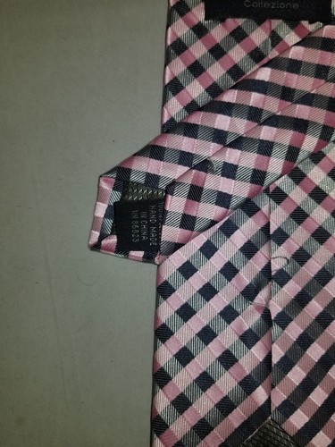 Giorgio Brutini Pink White Navy Striped Classic Men's Tie / Necktie - Picture 11 of 12