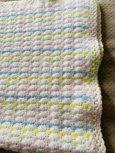Crochet Blanket Handmade Pastel Colors 30x30 - Picture 2 of 7