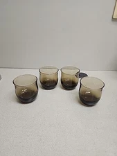 4 MCM Libbey Apollo Tawny Accent Old Fashioned Glass Flat Tumbler Lt Brown