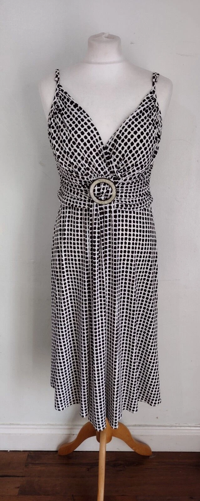 OFF WHITE ABITO LUSINGHIERO LINEA taglia 12 MARRONE e BIANCO SPORCO piccolo check elasticizzato