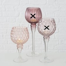 DEKO GLAS - KELCH WINDLICHT MINOU ROSA BLASENMUSTER H: 20 CM NEU OVP