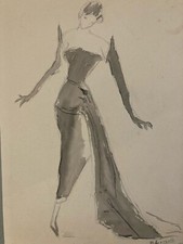Lot 2 dessins Encre Lavis Papier Jeune Fille Femme Portrait Dessin A Identifier