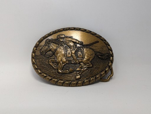 Pony Express Rider Mervyn's 1981 Commemorative Belt Buckle Vintage