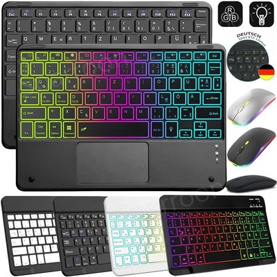 Für iPad 7/8/9/10th Pro 11 Air 6 5 4 3 Hülle mit QWERTZ Bluetooth Tastatur Maus