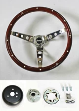 1976-1995 Jeep CJ YJ Wrangler Wood Steering Wheel w/ Rivets High Gloss Grip 15"
