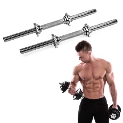 XPRT Adjustable Dumbbell Handles 14''/19.5'' Chrome/Black/Rubber 1'' Plate Gym Set