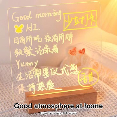 Acrylic Transparent Desktop Luminous Message Writing Board LED Light Home Decor