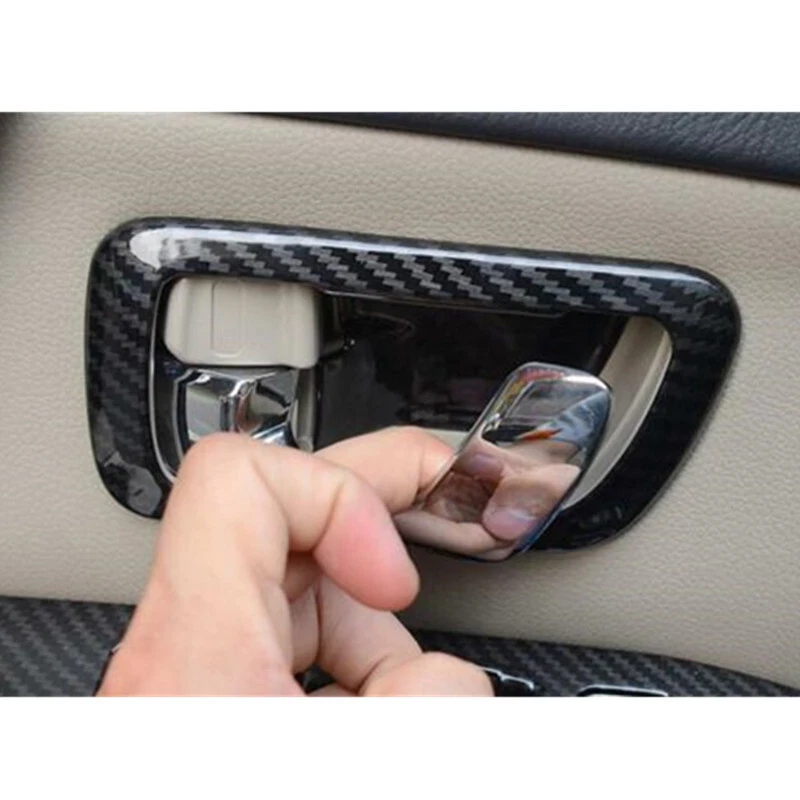 Cubierta de tazón de manija de puerta interior de fibra de carbono para Mitsubishi Pajero Montero 2009-21 Foto 4 de 4