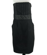 Ann Taylor Loft Dress Size 10 Black Eyelet Strapless Cocktail Party Dress