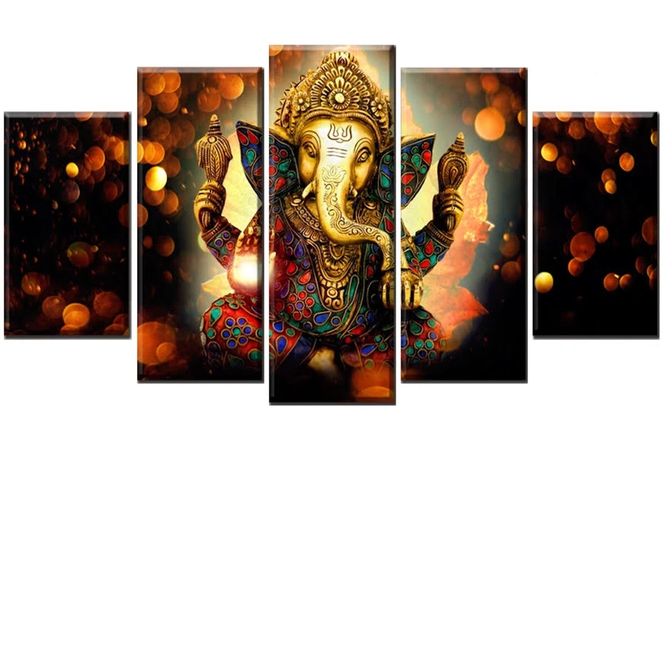 Hindu God Lord Ganesha Canvas Wall Art Painting Framed, Size:150cm X 80cm - Image 4 of 4