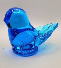 Blue Bird Of Happiness Signed Leo Ward Terra Studios Art Glass Figurine 1996