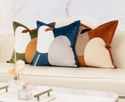 Yangest Blue Decorative Velvet Throw Pillow Cover with Texture Patchwork 19"X19" — photo 5